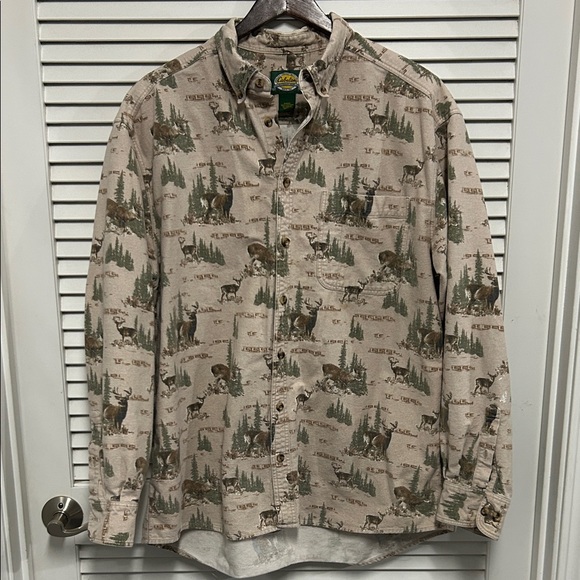 Cabela's Other - Vintage Cabelas Chamois Flannel Button Down in Deer and Forest Print